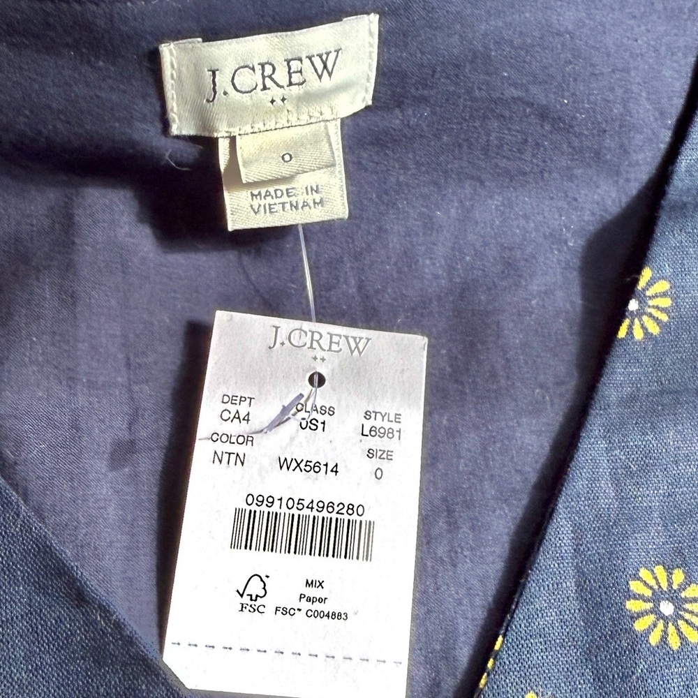 NEW J. Crew V Neck Button-Front Linen/Cotton Summer Dress (size 0) - Picture 7 of 13